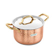 Coconut Serene SS Copper Finish Hammered Design Capsulated Stockpot with Lid 24 cm_ 3500 ml_Front View