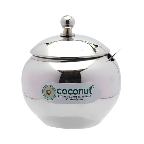 Coconut Stainless Steel Ghee Pot with Spoon – Medium_Front View