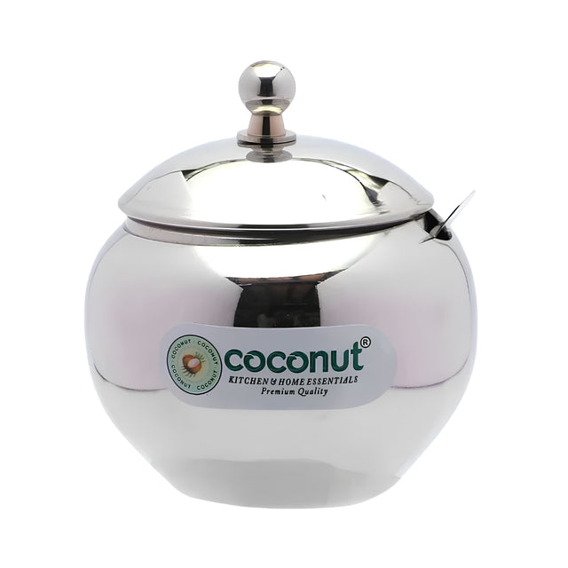 Coconut Stainless Steel Ghee Pot with Spoon – Medium_Front View