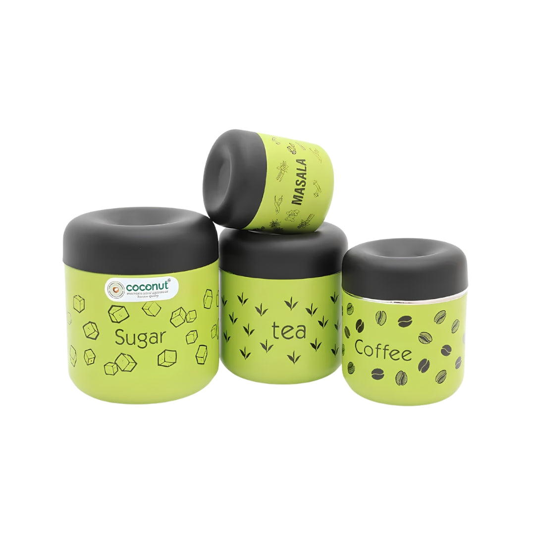 Coconut Stainless Steel TCS Colour Containers Set of 4 Pieces - Green_Front View