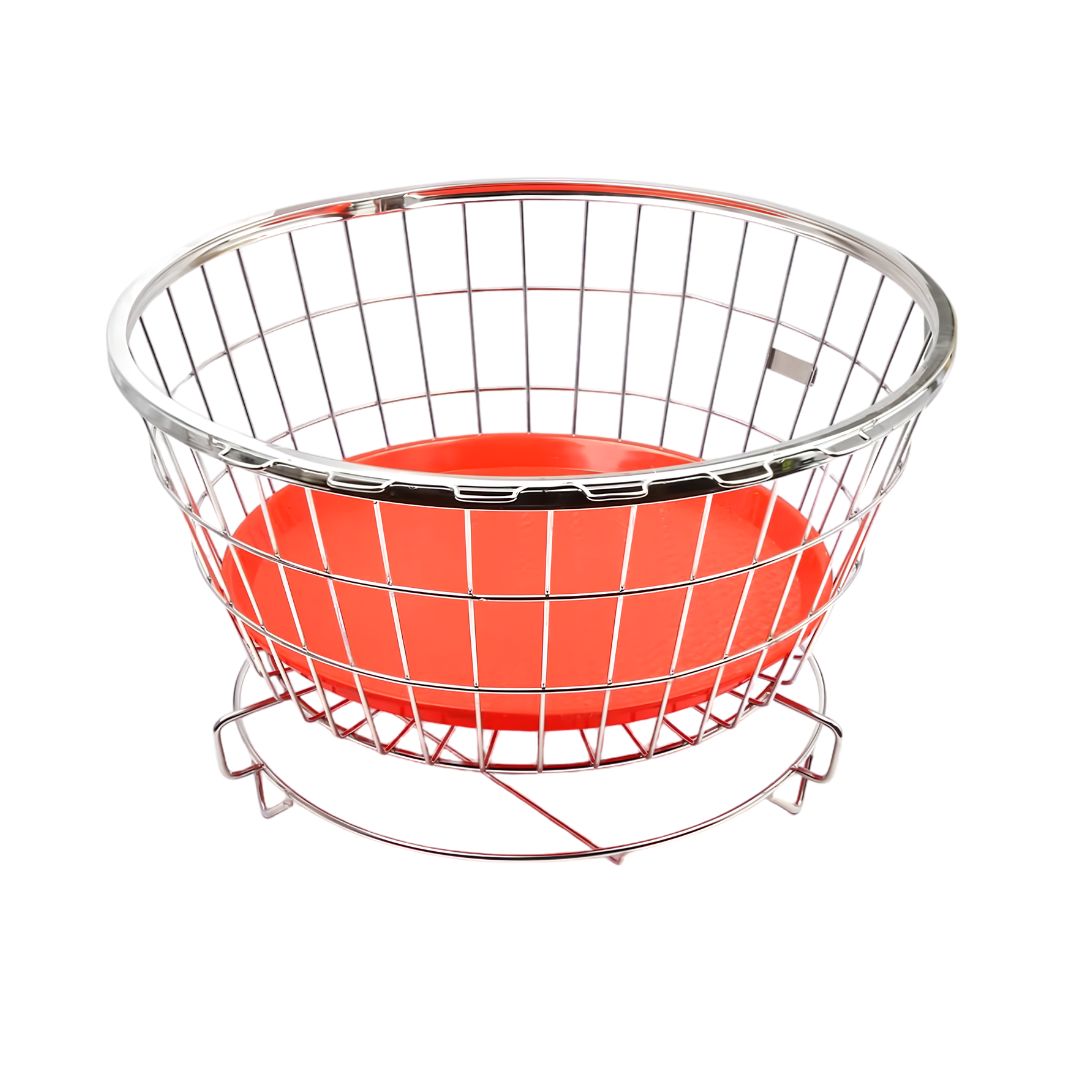 Coconut Y27 Smart Stainless Steel Dish Drainer Round Big _Up View_Stand Overall View