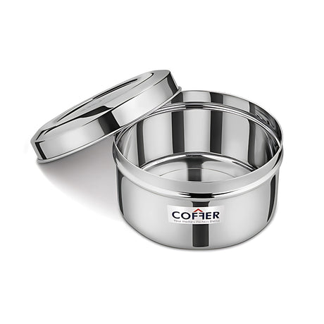 Coffer SS Snack Box or Poori Dabba Multi-Purpose Container with Curve Lid No 1 Small