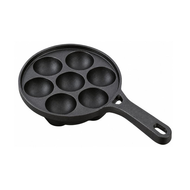 Coffer Cast Iron Appam Patra-Jumbo 7 Pits - Black_Front View