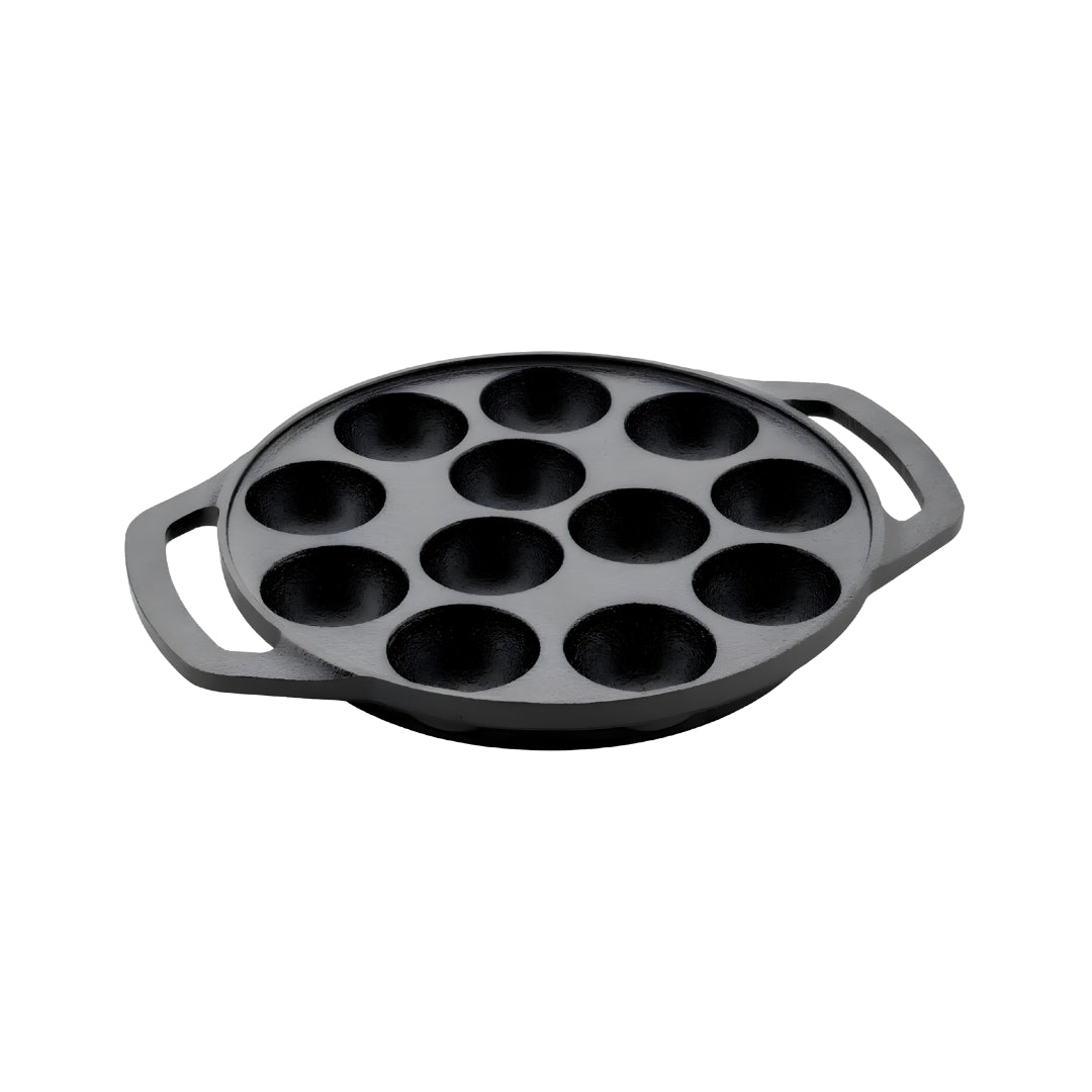 Coffer Cast Iron Appam Patra 12 Pits - Black_Front View
