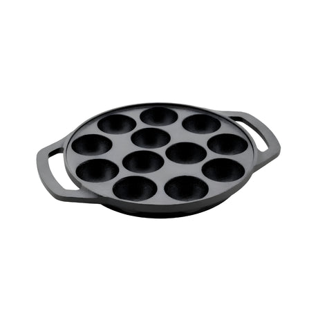 Coffer Cast Iron Appam Patra 12 Pits - Black_Front View