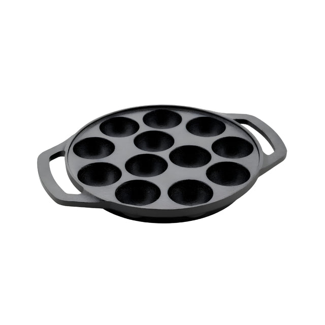 Coffer Cast Iron Appam Patra 12 Pits - Black_Front View