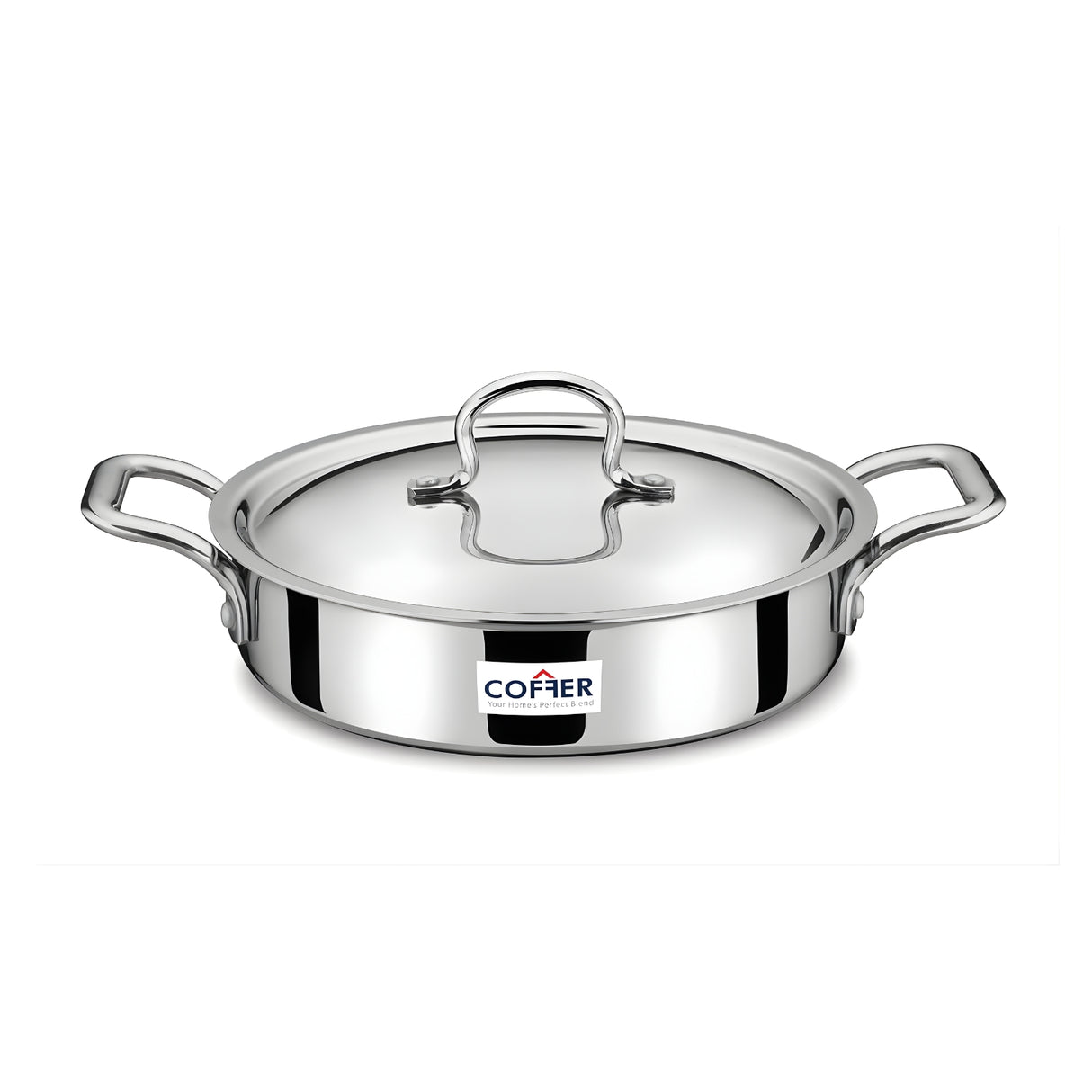 Coffer Tri-Ply Stainless Steel Omega Jalebi Pot Fry Pan with Lid 22 cm \ 1.2 L_1