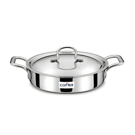 Coffer Tri-Ply Stainless Steel Omega Jalebi Pot Fry Pan with Lid 22 cm \ 1.2 L_1