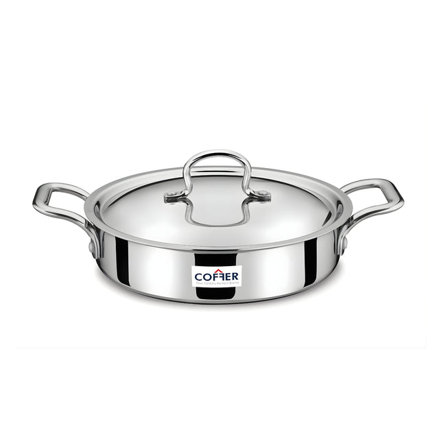 Coffer Tri-Ply Stainless Steel Omega Jalebi Pot Fry Pan with Lid 22 cm \ 1.2 L_1