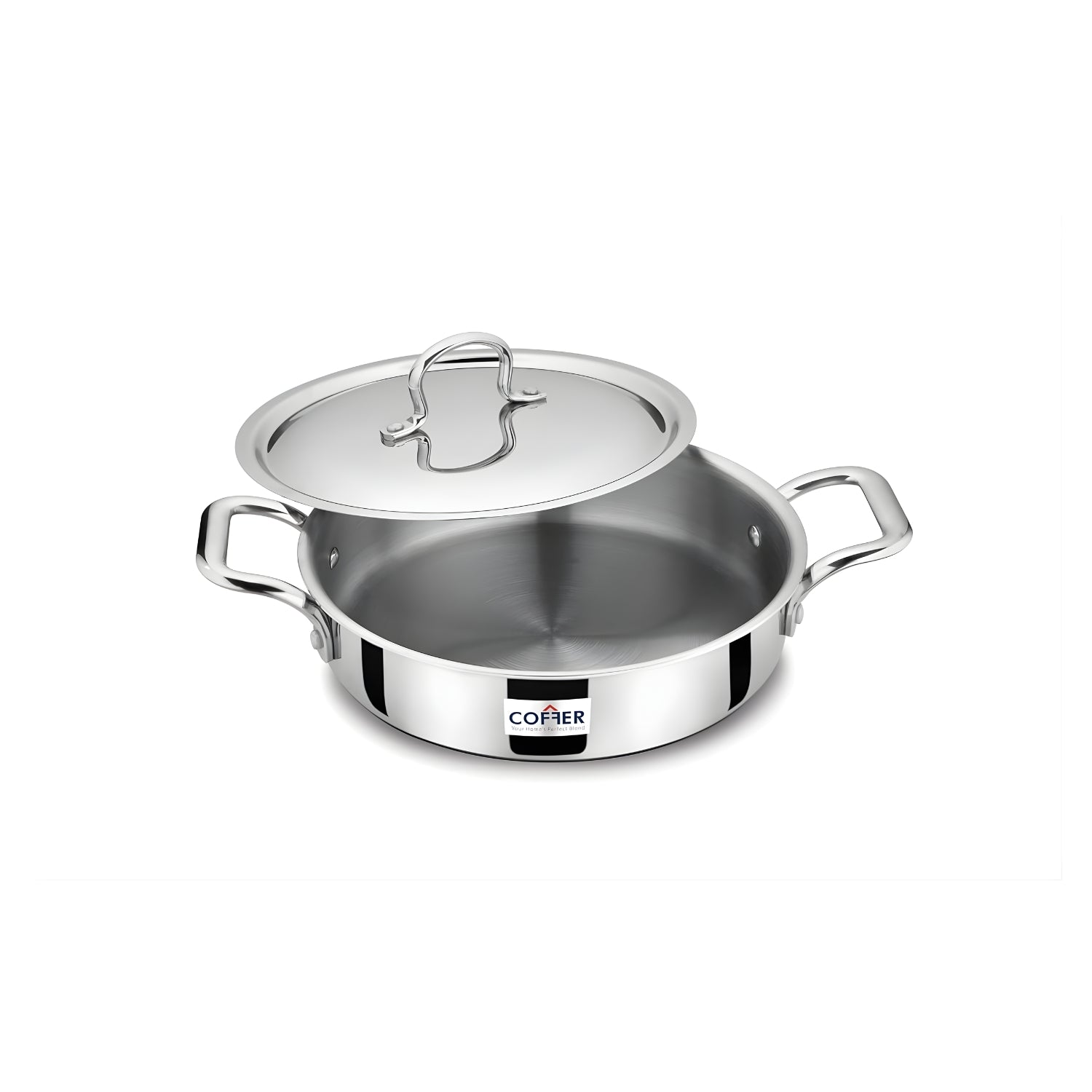 Coffer Tri-Ply Stainless Steel Omega Jalebi Pot Fry Pan with Lid 22 cm \ 1.2 L_2