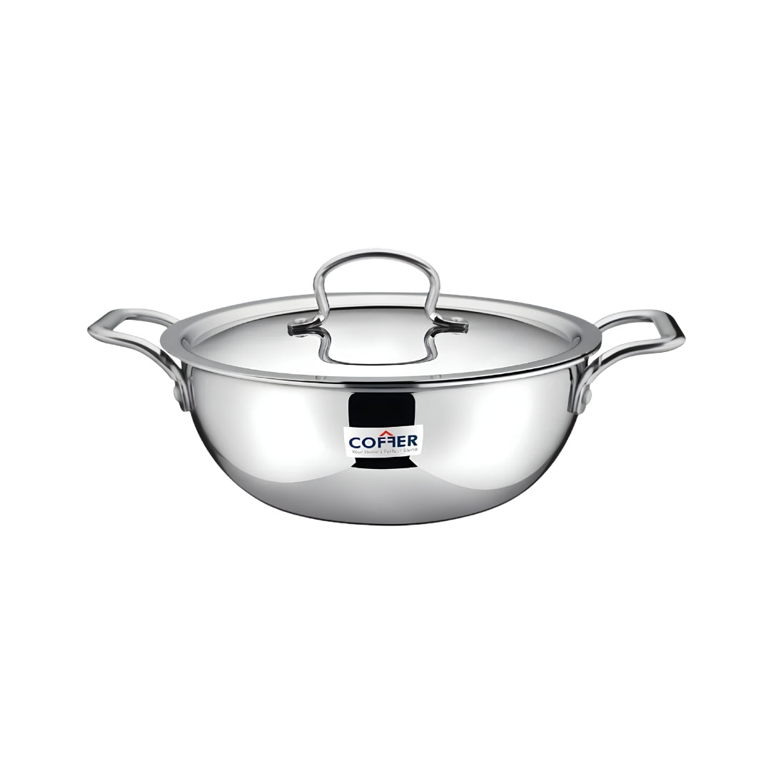 Coffer Triply SS Omega Extra Deep Kadai With Lid 20 cm _ 1.8 L_Front View