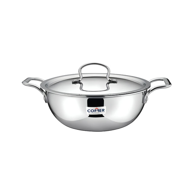Coffer Triply SS Omega Extra Deep Kadai With Lid 20 cm _ 1.8 L_Front View