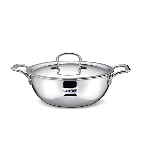 Coffer Triply SS Omega Extra Deep Kadai With Lid 22 cm \ 2.5 L_1