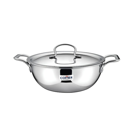 Coffer Triply SS Omega Extra Deep Kadai With Lid 22 cm _ 2.5 L_Front View