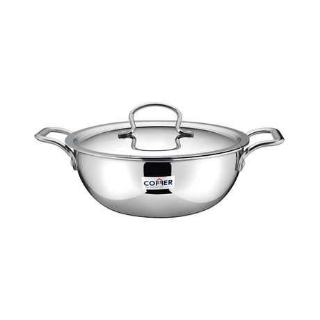 Coffer Triply SS Omega Extra Deep Kadai With Lid 24 cm _ 3.2 L_Front View