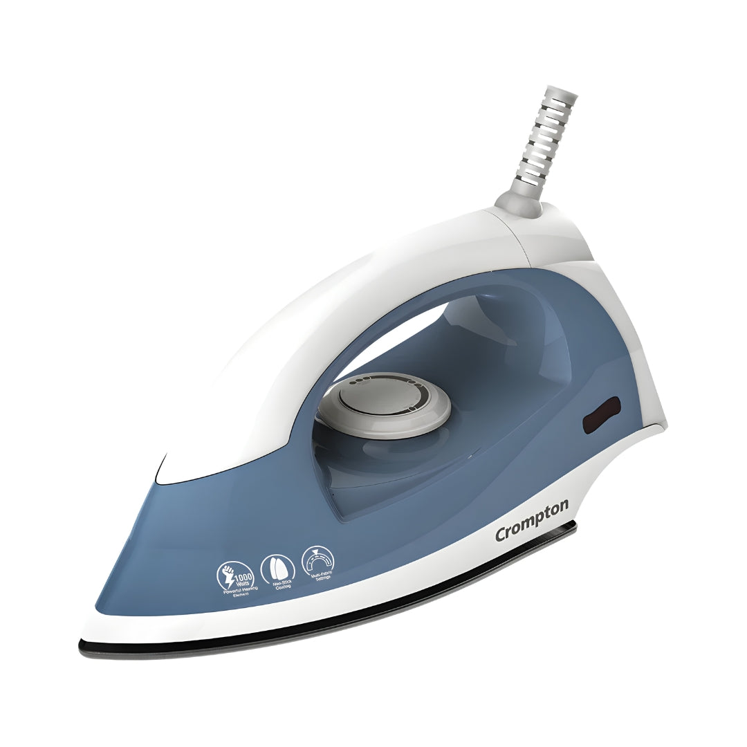 Crompton Brio Dry Iron 1000 Watts - Sky Blue with White_Front View