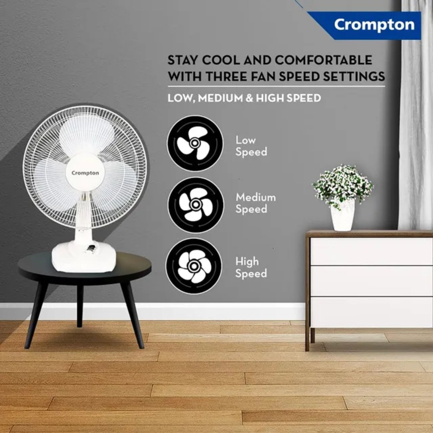 Crompton Hiflo Wave Plus Table Fan 400 mm - White_4