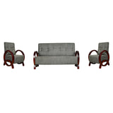 Dakota Wooden Sofa Set (3+1+1-Seater) - Light Walnut Finish