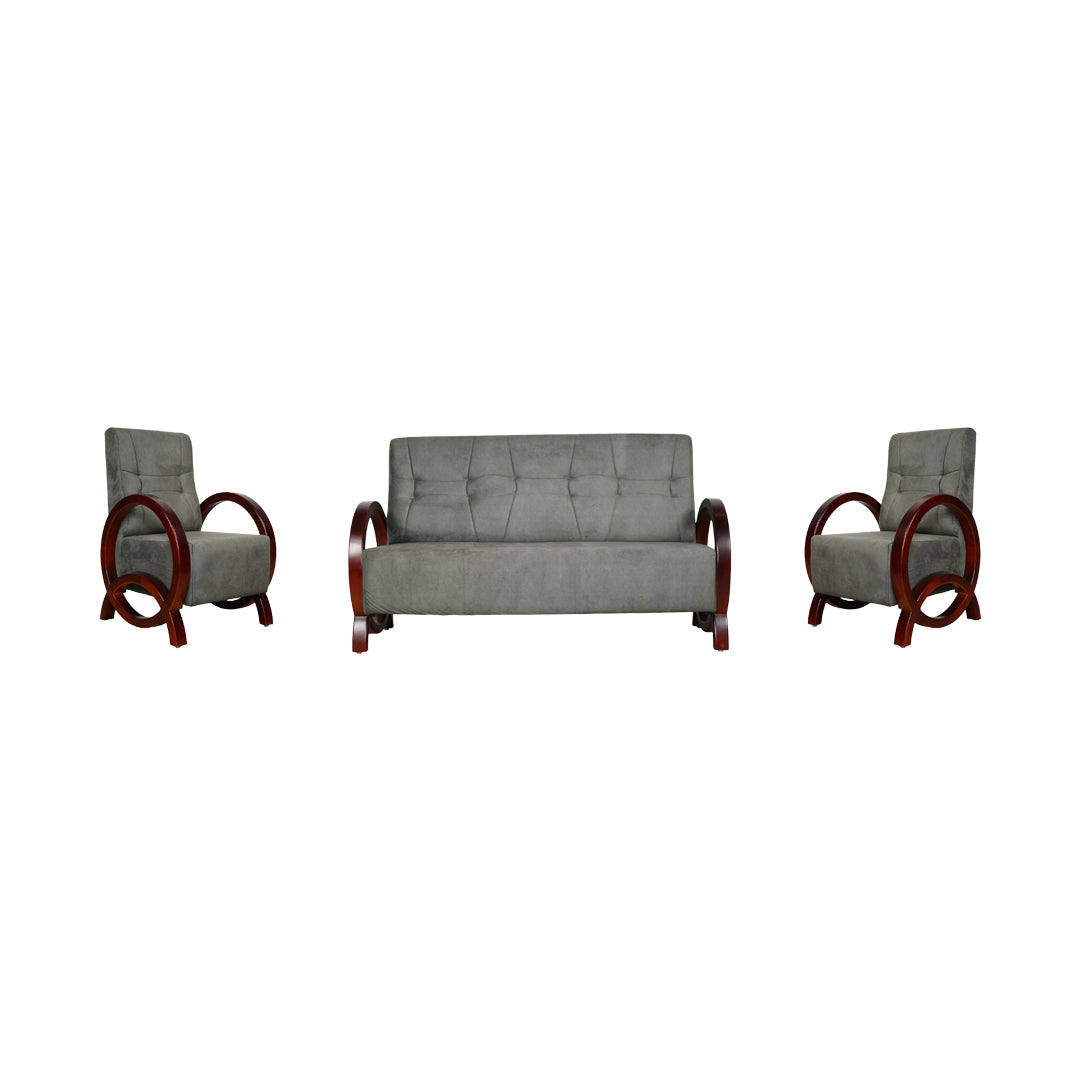 Dakota Wooden Sofa Set (3+1+1-Seater) - Light Walnut Finish_1