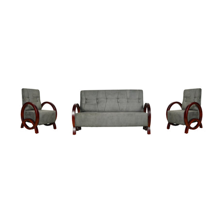 Dakota Wooden Sofa Set (3+1+1-Seater) - Light Walnut Finish_1