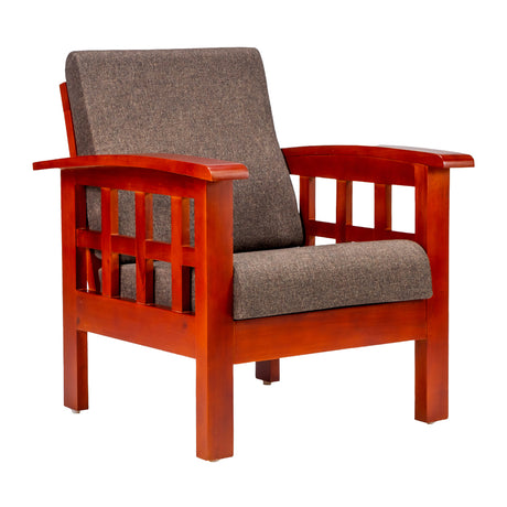 Dallas Classic Wooden Sofa 1-Seater - Honey Finish_1