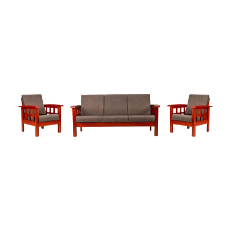 Dallas Classic Wooden Sofa Set (3+1+1-Seater) - Honey Finish_1