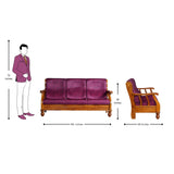 Denver Luxe Wooden Sofa 3-Seater - Natural Finish