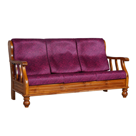 Denver Luxe Wooden Sofa 3-Seater - Natural Finish