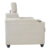 Denver Pro Head Rest Fabric Sofa Set (3+1+1 Seater) - Half White and Grey