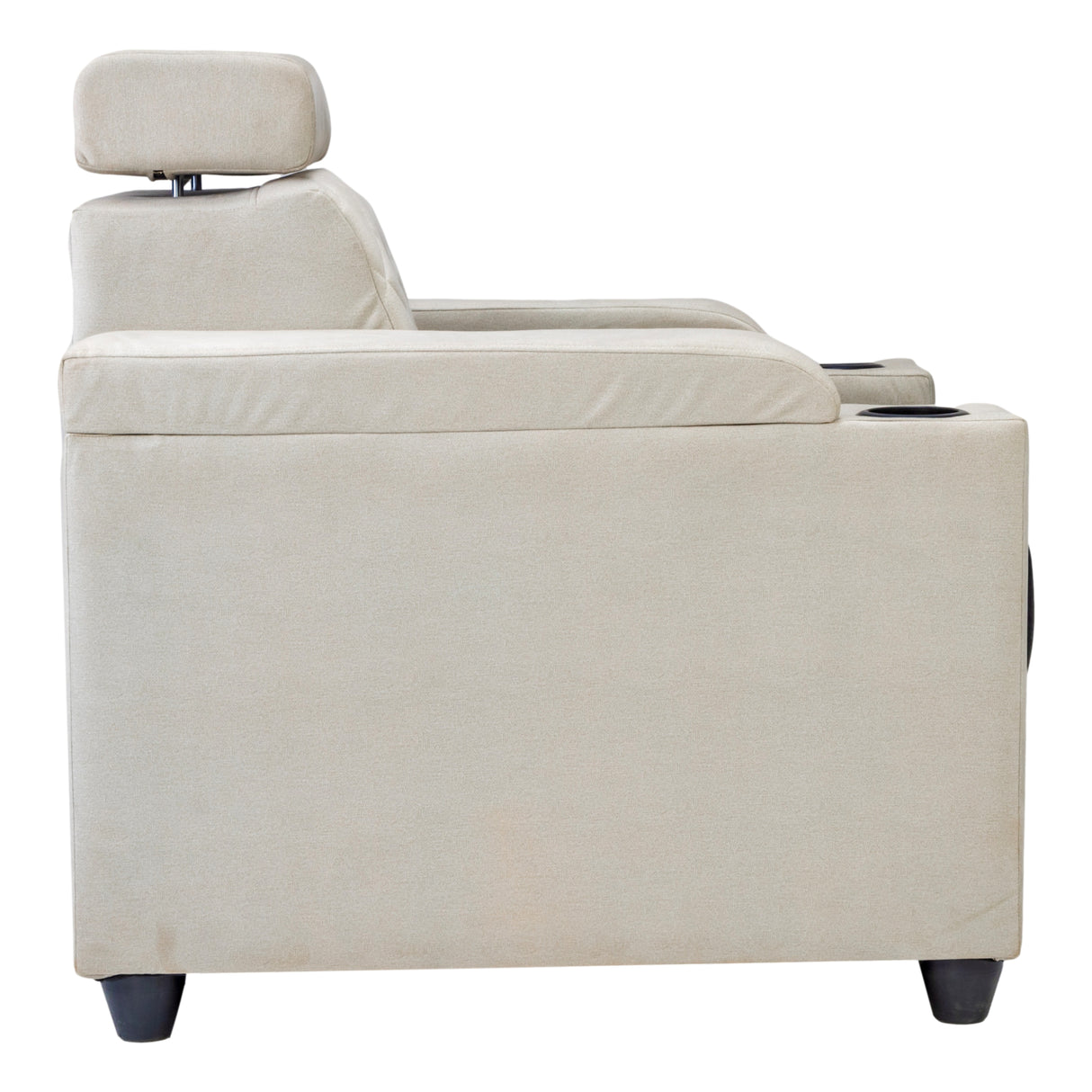 Denver Pro Head Rest Fabric Sofa Set (3+1+1 Seater) - Half White and Grey