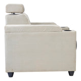 Denver Pro Head Rest Fabric Sofa Set (3+1+1 Seater) - Half White and Grey