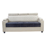 Denver Pro Head Rest Fabric Sofa 3 Seater - Half White and Grey