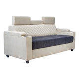 Denver Pro Head Rest Fabric Sofa Set (3+1+1 Seater) - Half White and Grey