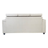 Denver Pro Head Rest Fabric Sofa Set (3+1+1 Seater) - Half White and Grey