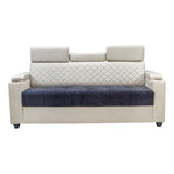 Denver Pro Head Rest Fabric Sofa 3 Seater - Half White and Grey