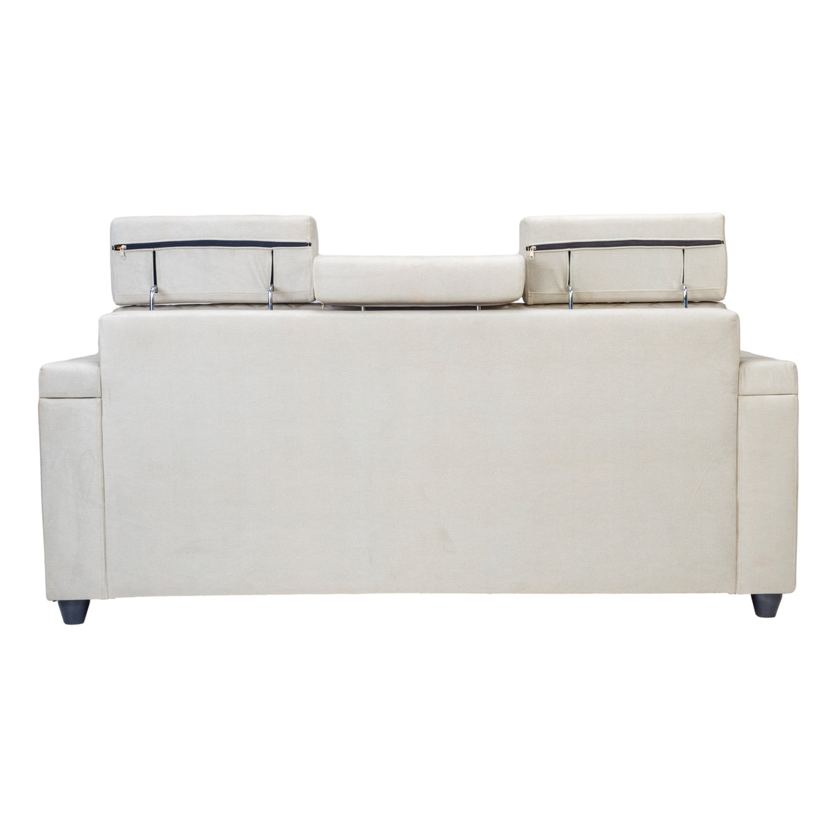 Denver Pro Head Rest Fabric Sofa Set (3+1+1 Seater) - Half White and Grey