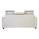 Denver Pro Head Rest Fabric Sofa Set (3+1+1 Seater) - Half White and Grey