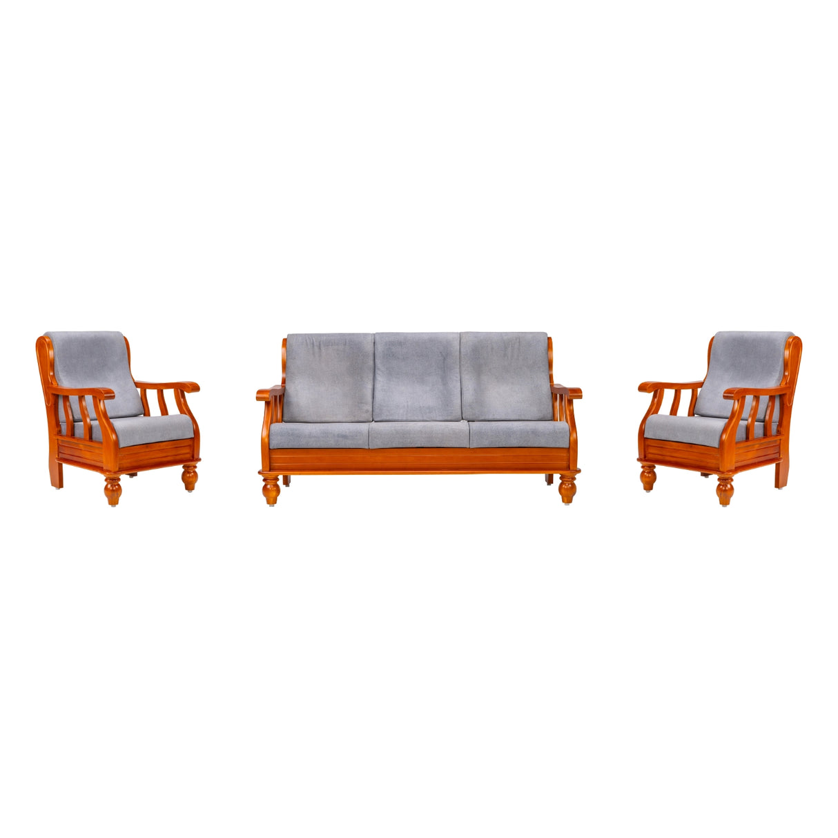 Denver Pro Luxe Sofa Set (3+1+1 Seater) - Teak Finish