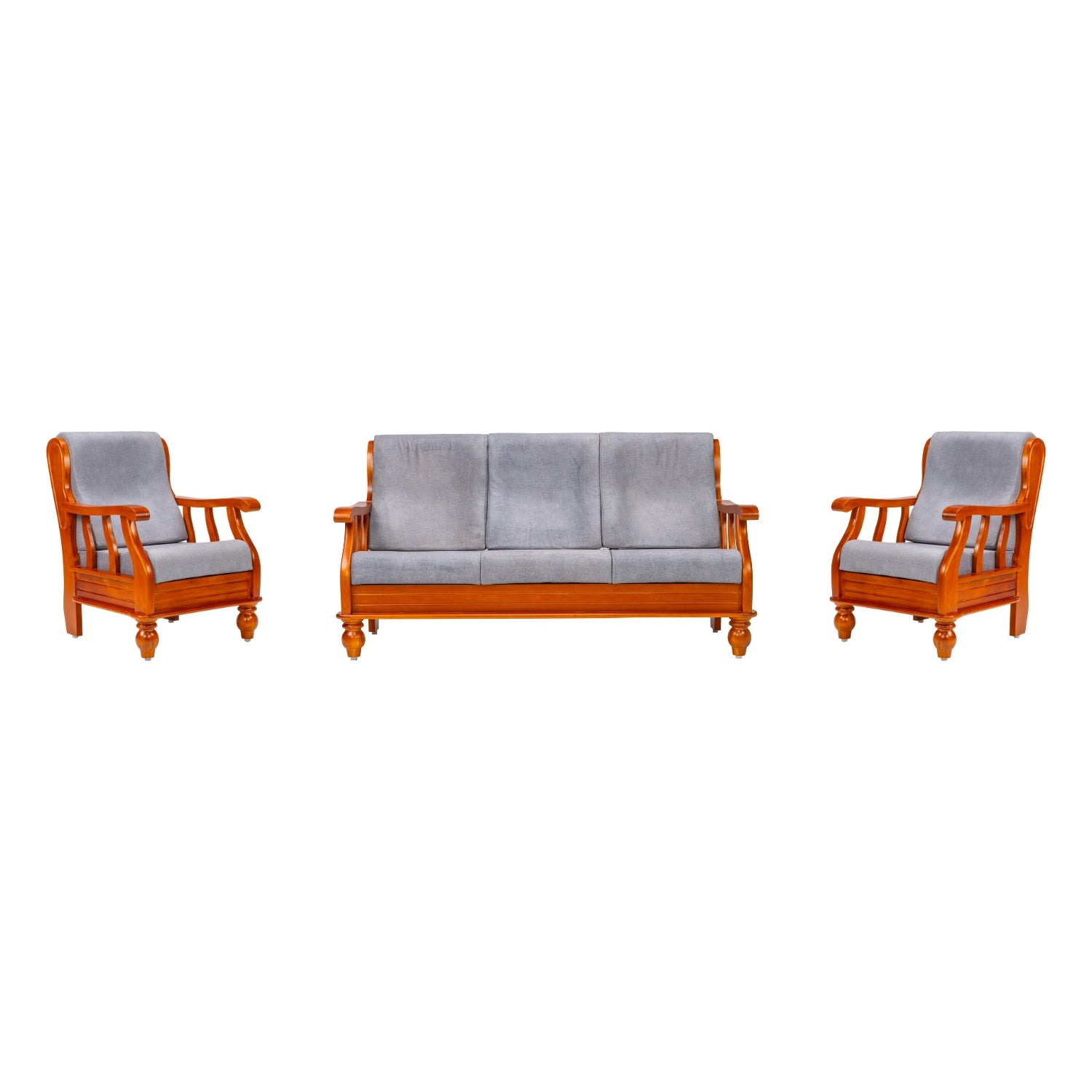Denver Pro Luxe Sofa Set (3+1+1 Seater) - Teak Finish