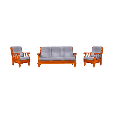 Denver Luxe Sofa Set (3+1+1-Seater) - Teak Finish_1