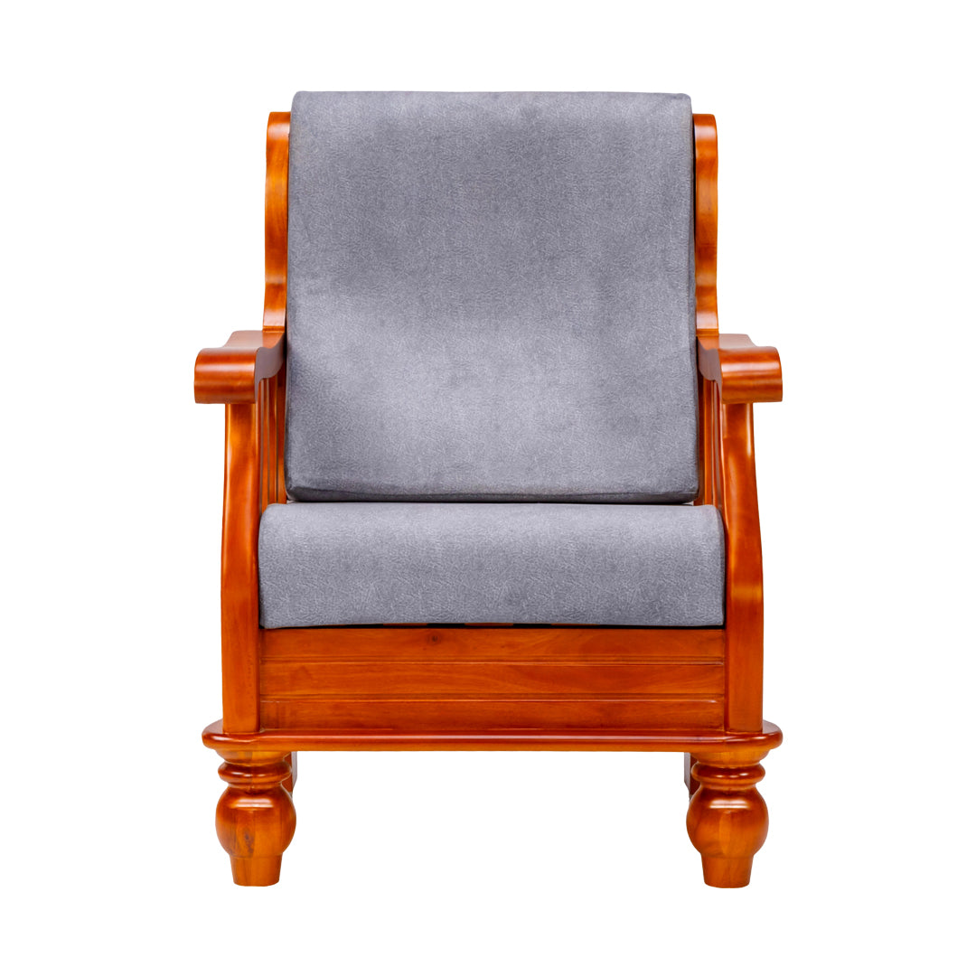 Denver Luxe Sofa Set (3+1+1-Seater) - Teak Finish_5