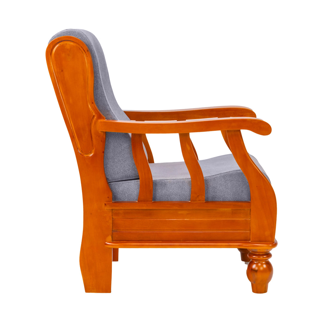 Denver Luxe Wooden Sofa 1-Seater - Teak Finish_3