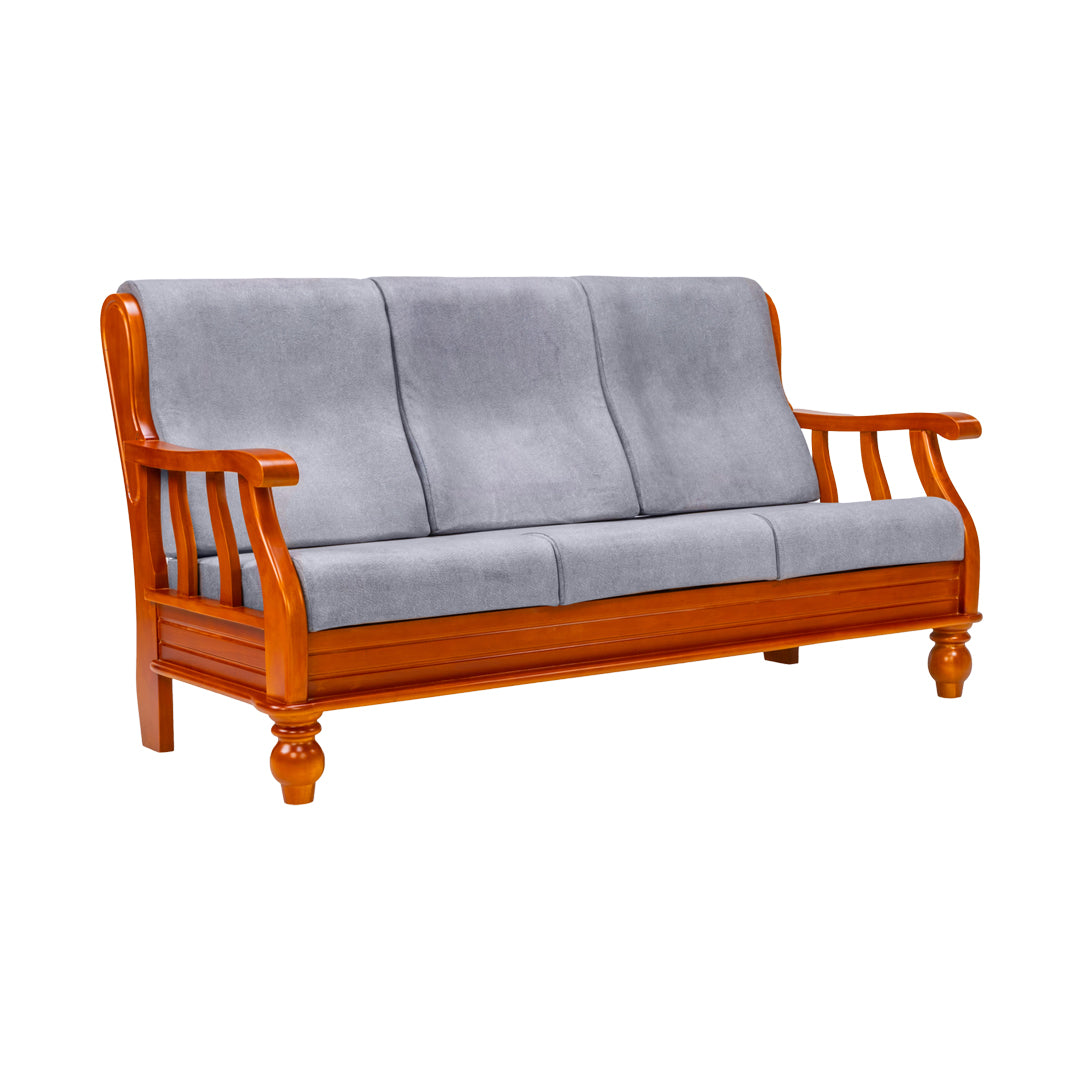 Denver Luxe Wooden Sofa 3-Seater - Teak Finish_1