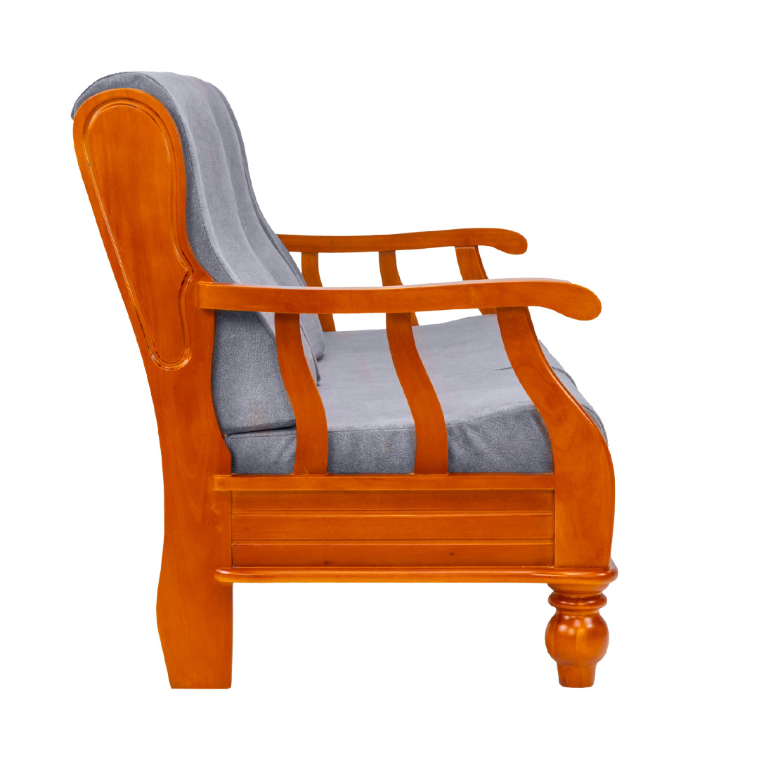 Denver Luxe Wooden Sofa 3-Seater - Teak Finish_3