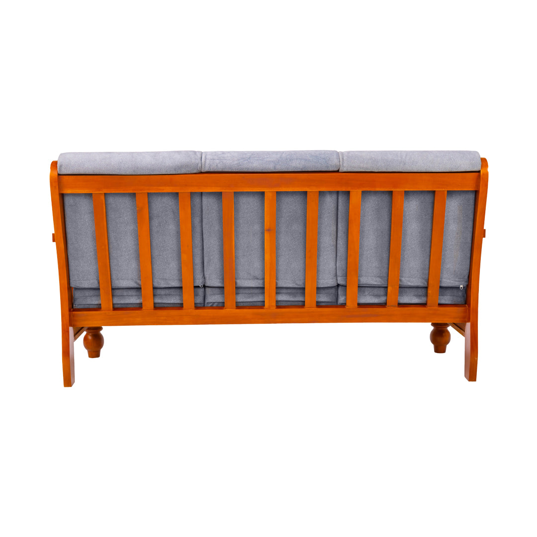 Denver Luxe Wooden Sofa 3-Seater - Teak Finish_4