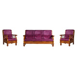 Denver Luxe Wooden Sofa Set (3+1+1-Seater) - Natural Finish
