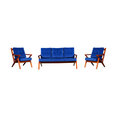 Derby Wooden Sofa Set (3+1+1-Seater) - Light Walnut Finish_1