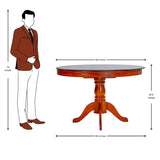 Hollywood Pro Round Glass Top Dining Table 6-Seater - Honey Finish