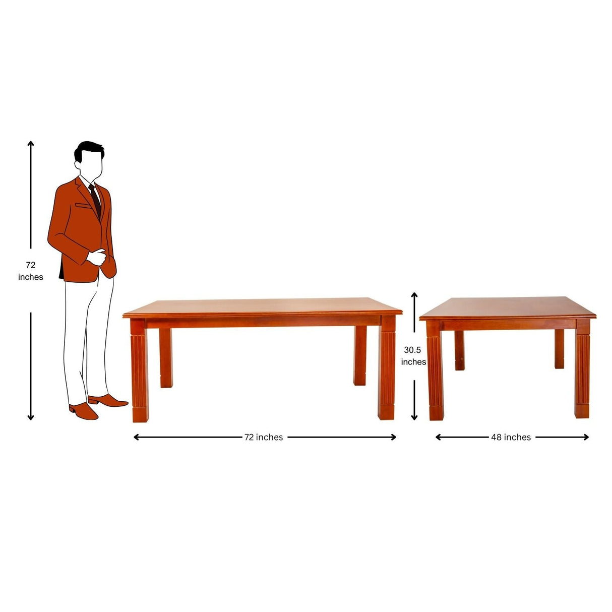 Montreal Pro Rectangle Wooden Top Dining Table 6-Seater - Teak Finish