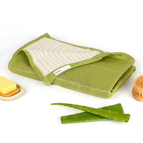 Doctor Towels Aloe Vera Double Cloth Bath Towel 75X150cm-AloeGreen_Isometric